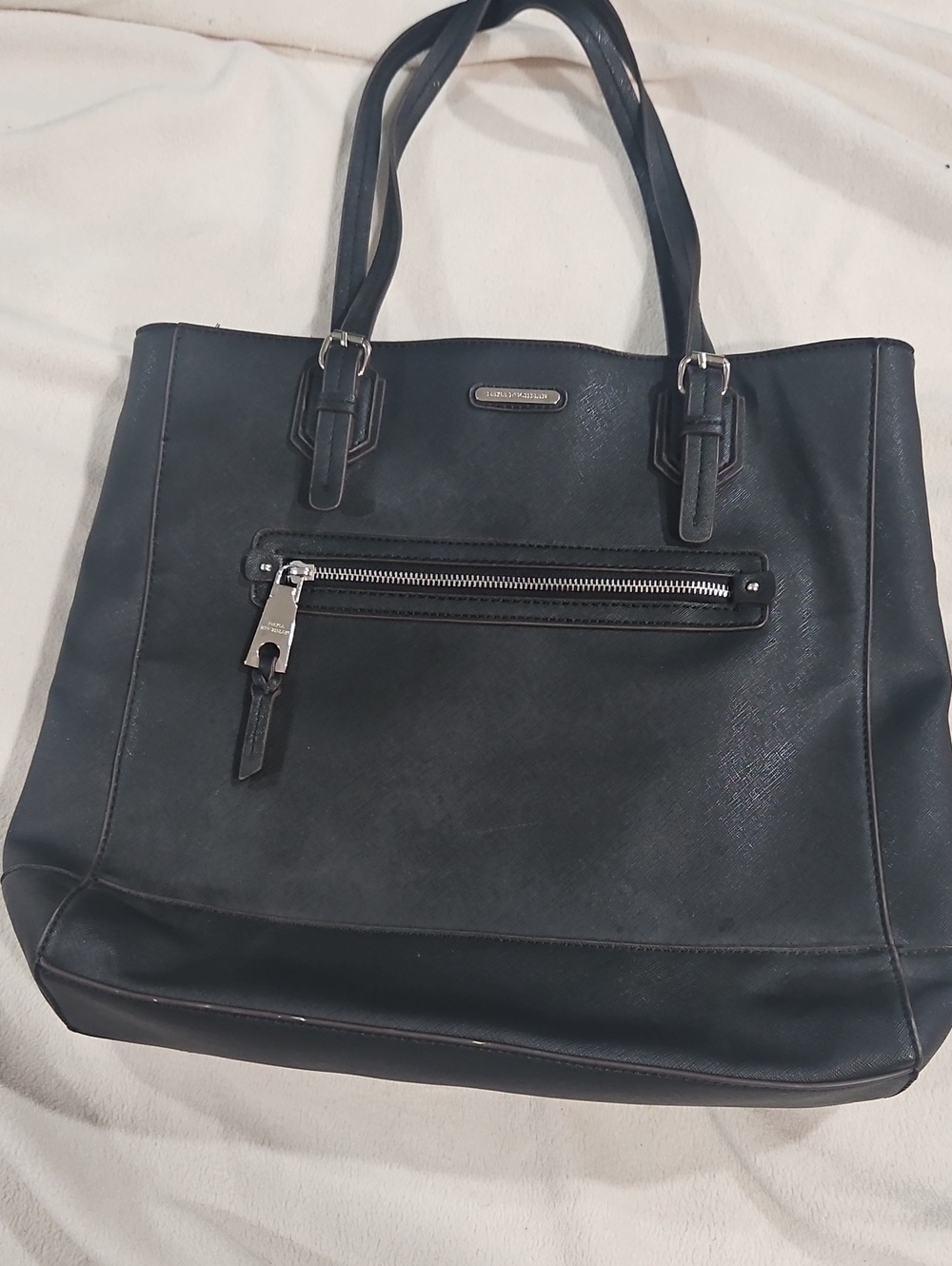 Dana Buchman Black Tote Bag with Front Zip Pocket